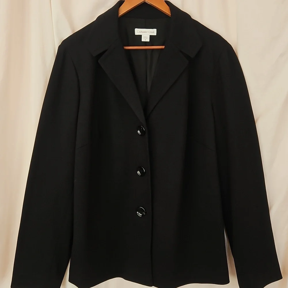 Coldwater Creek Black Ponte Blazer Women's 18 Office Business Casual Stretch